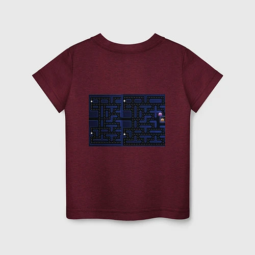 Детская футболка Pacman / Меланж-бордовый – фото 2