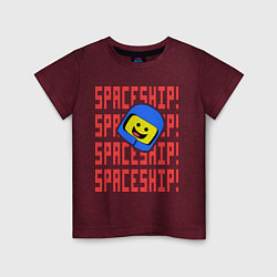Футболка хлопковая детская Spaceship, цвет: меланж-бордовый