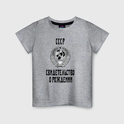 Футболка хлопковая детская СССР Свидетельство о рождении, цвет: меланж