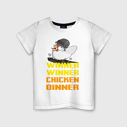 Футболка хлопковая детская PUBG Winner Chicken Dinner, цвет: белый