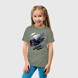 Футболка хлопковая детская Кен Канеки, цвет: авокадо — фото 2