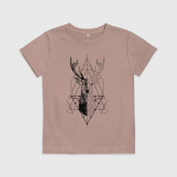 Футболка хлопковая детская Polygonal deer, цвет: пыльно-розовый