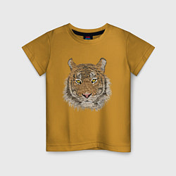 Футболка хлопковая детская Тигр, цвет: горчичный