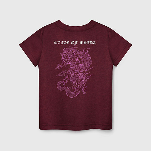 Детская футболка Дракон / Меланж-бордовый – фото 2