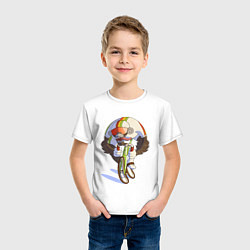 Футболка хлопковая детская Безумный велосипедист, цвет: белый — фото 2