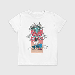 Футболка хлопковая детская Jin God of High School, цвет: белый