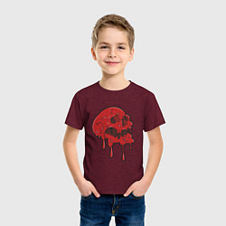 Футболка хлопковая детская Кровавый череп, цвет: меланж-бордовый — фото 2