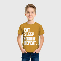 Футболка хлопковая детская EAT SLEEP FORTNITE REPEAT, цвет: горчичный — фото 2