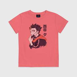 Футболка хлопковая детская Нишиноя Ю, цвет: коралловый
