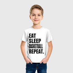 Футболка хлопковая детская EAT SLEEP BASKETBALL REPEAT, цвет: белый — фото 2