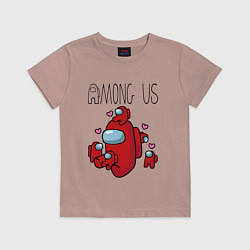 Футболка хлопковая детская Among Us love baby, цвет: пыльно-розовый