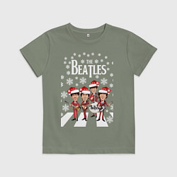 Футболка хлопковая детская Битлз Новогодний, цвет: авокадо