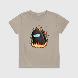 Футболка хлопковая детская Among Us fire, цвет: миндальный