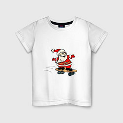 Детская футболка Санта на скейтборде