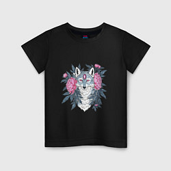 Детская футболка Внутренний волк и пионы
