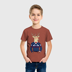 Футболка хлопковая детская Hipster Deer, цвет: кирпичный — фото 2