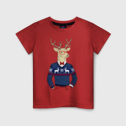 Футболка хлопковая детская Hipster Deer, цвет: красный