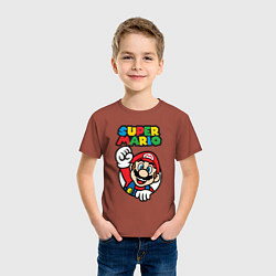 Футболка хлопковая детская Mario, цвет: кирпичный — фото 2