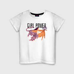 Футболка хлопковая детская Girl power, цвет: белый