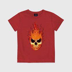 Футболка хлопковая детская Fire flame skull, цвет: красный