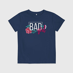 Футболка хлопковая детская Bad girl, цвет: тёмно-синий