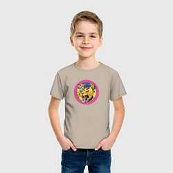 Футболка хлопковая детская Кот Панк, цвет: миндальный — фото 2
