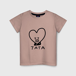 Футболка хлопковая детская BTS BT21 TATA, цвет: пыльно-розовый