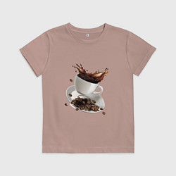 Футболка хлопковая детская Кофеек, цвет: пыльно-розовый