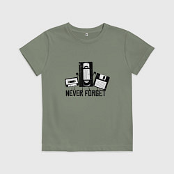 Футболка хлопковая детская Never Forget Эпоха VHS, цвет: авокадо