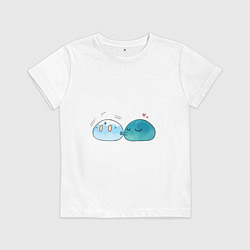 Футболка хлопковая детская Милые слаймы, цвет: белый