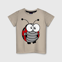 Футболка хлопковая детская Удивленная божья коровка, цвет: миндальный