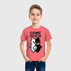 Футболка хлопковая детская MONOKUMA GAME OVER, цвет: коралловый — фото 2