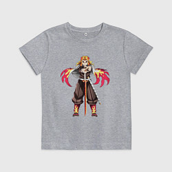 Футболка хлопковая детская ШИНДЖУРО РЕНГОКУ KNY, цвет: меланж