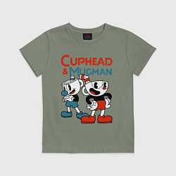 Футболка хлопковая детская Cuphead & Mugman, цвет: авокадо