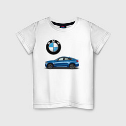 Футболка хлопковая детская BMW X6, цвет: белый