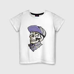 Детская футболка Скелет в рубашке и кепке