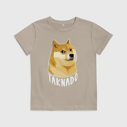 Футболка хлопковая детская ПЕС МЕМTAKNADO, цвет: миндальный