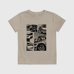 Футболка хлопковая детская PORSCHE ПОРШЕ КОЛЛАЖ, цвет: миндальный