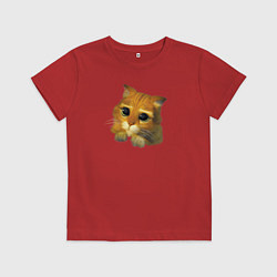 Футболка хлопковая детская Шрек: Кот в сапогах, цвет: красный