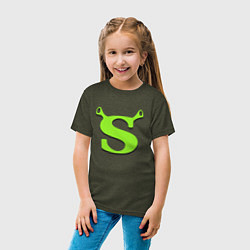 Футболка хлопковая детская Shrek: Logo S, цвет: меланж-хаки — фото 2