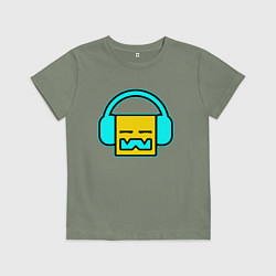 Футболка хлопковая детская Geometry Dash: Music, цвет: авокадо