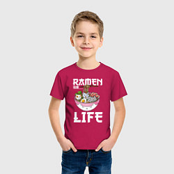 Футболка хлопковая детская Ramen life, цвет: маджента — фото 2