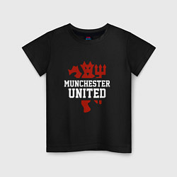 Футболка хлопковая детская Manchester United Red Devils, цвет: черный