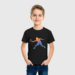 Футболка хлопковая детская Tennis player - man, цвет: черный — фото 2