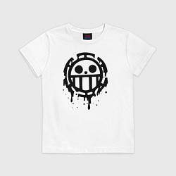 Футболка хлопковая детская One Piece знак черной краской, цвет: белый