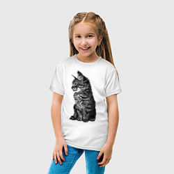 Футболка хлопковая детская Котенок, цвет: белый — фото 2