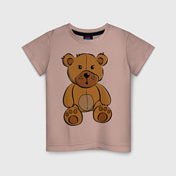 Футболка хлопковая детская Плюшевый медведь, цвет: пыльно-розовый