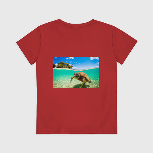 Детская футболка Морская черепашка / Красный – фото 2