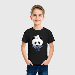 Футболка хлопковая детская Captain Panda, цвет: черный — фото 2
