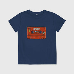 Футболка хлопковая детская Кассета AC DC, цвет: тёмно-синий